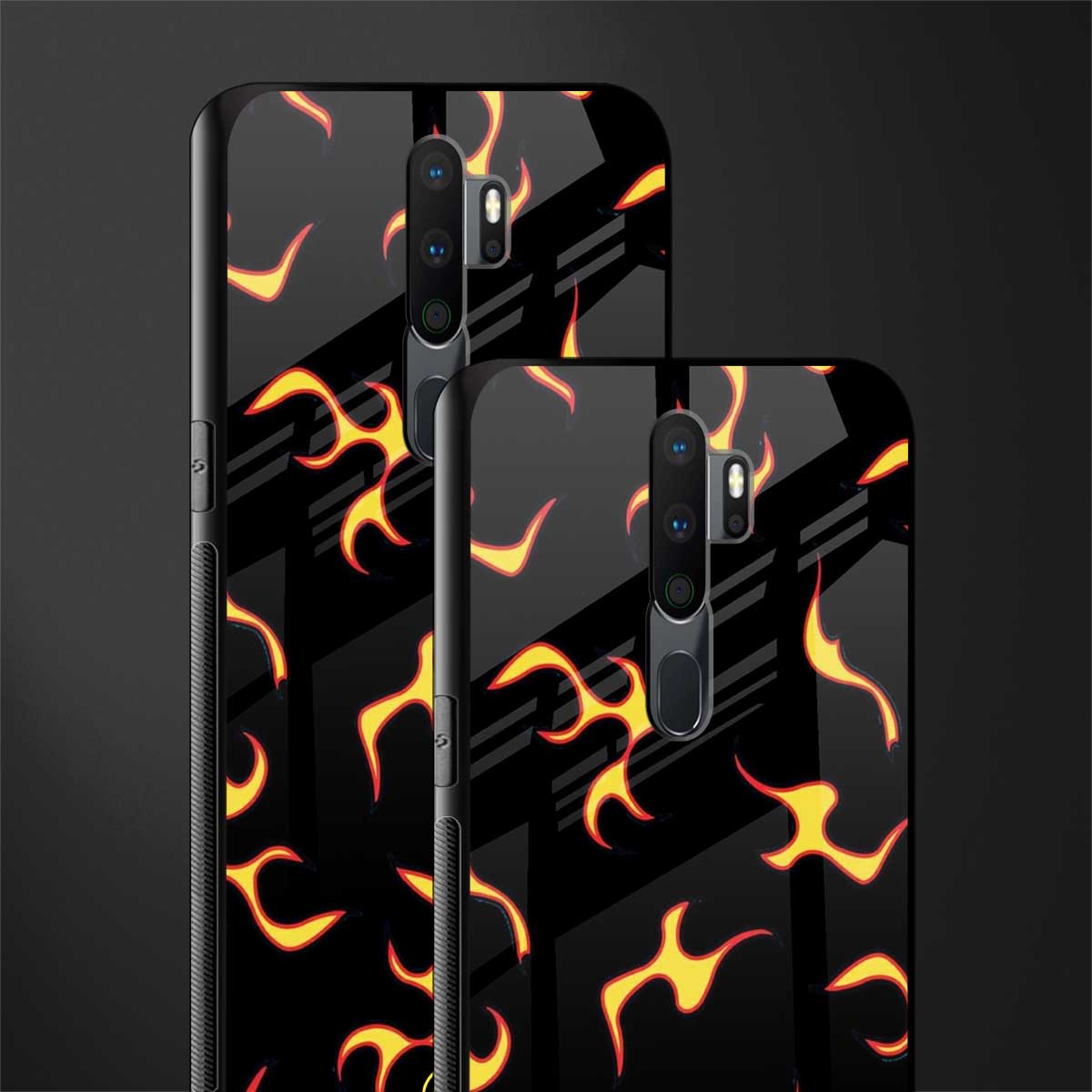 lil flames on black glass case for oppo a5 2020 image-2
