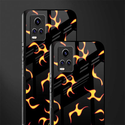 lil flames on black back phone cover | glass case for vivo y73