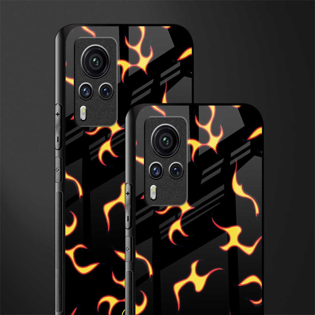 lil flames on black glass case for vivo x60 pro image-2