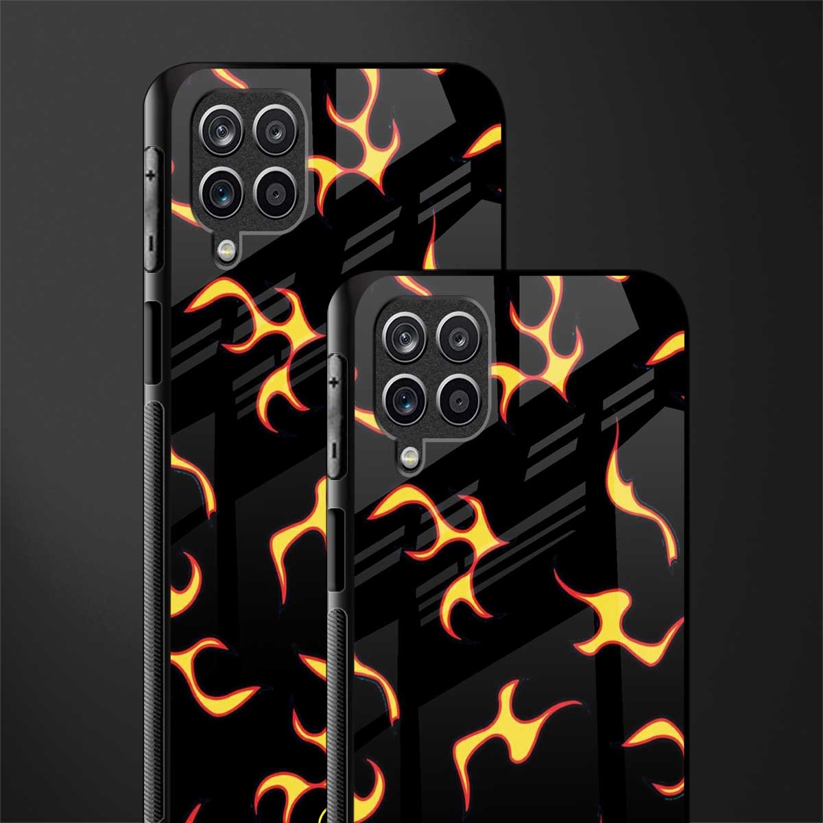lil flames on black back phone cover | glass case for samsung galaxy a22 4g
