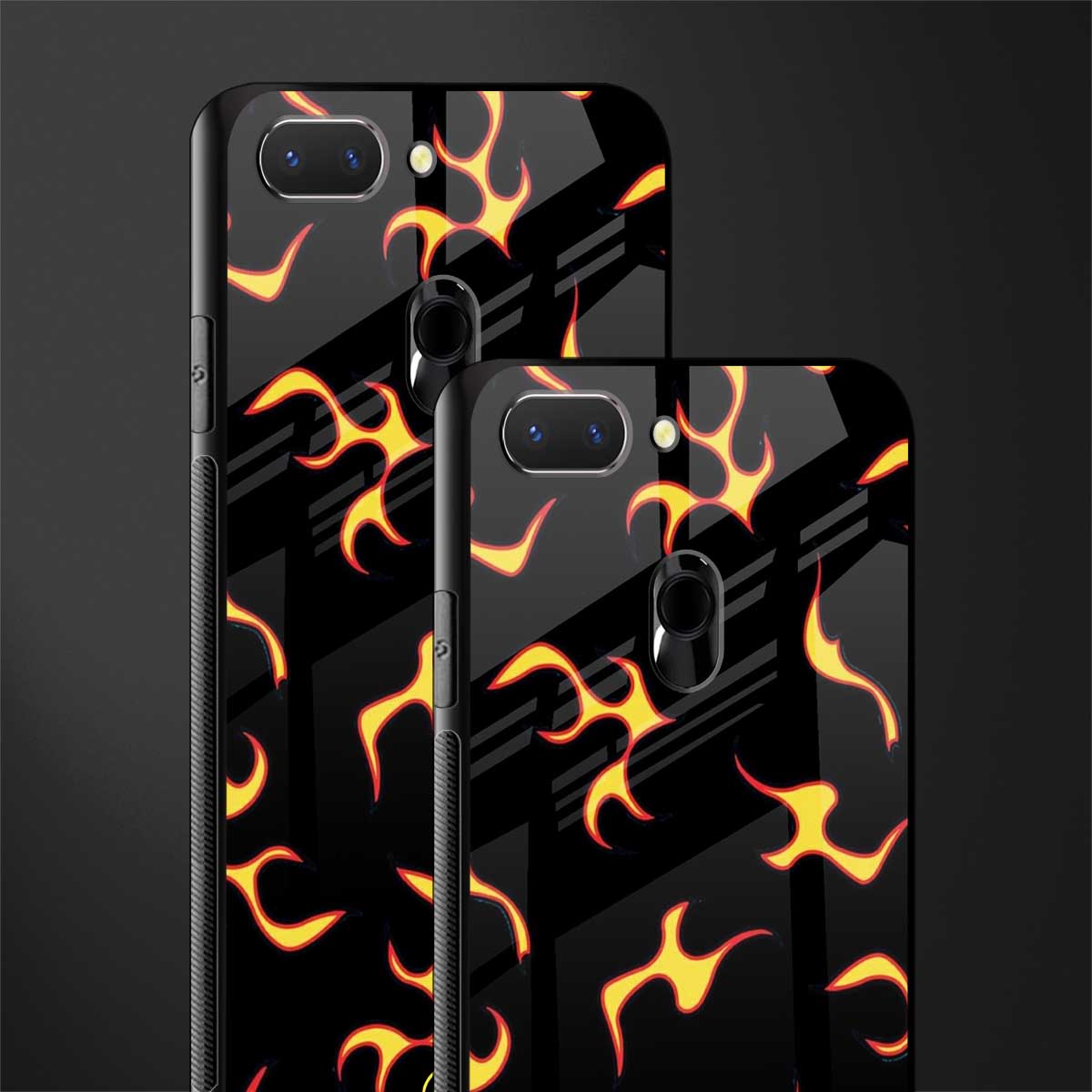 lil flames on black glass case for oppo a5 image-2