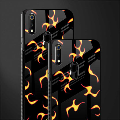 lil flames on black glass case for realme 3 pro image-2