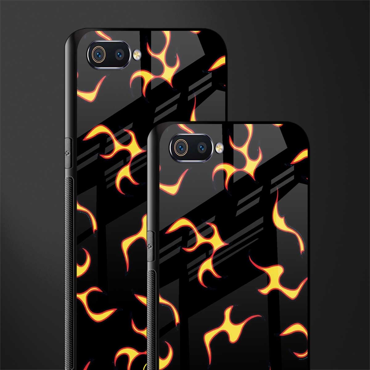 lil flames on black glass case for realme c2 image-2