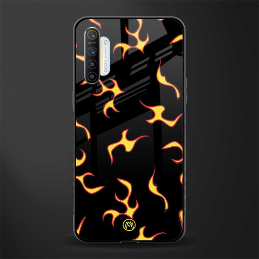 lil flames on black glass case for realme xt image