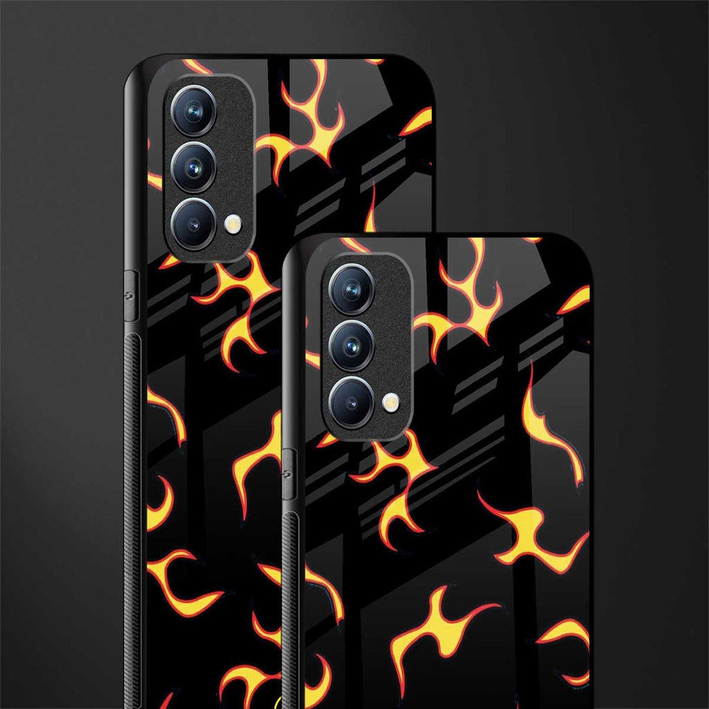 lil flames on black glass case for oppo f19 image-2