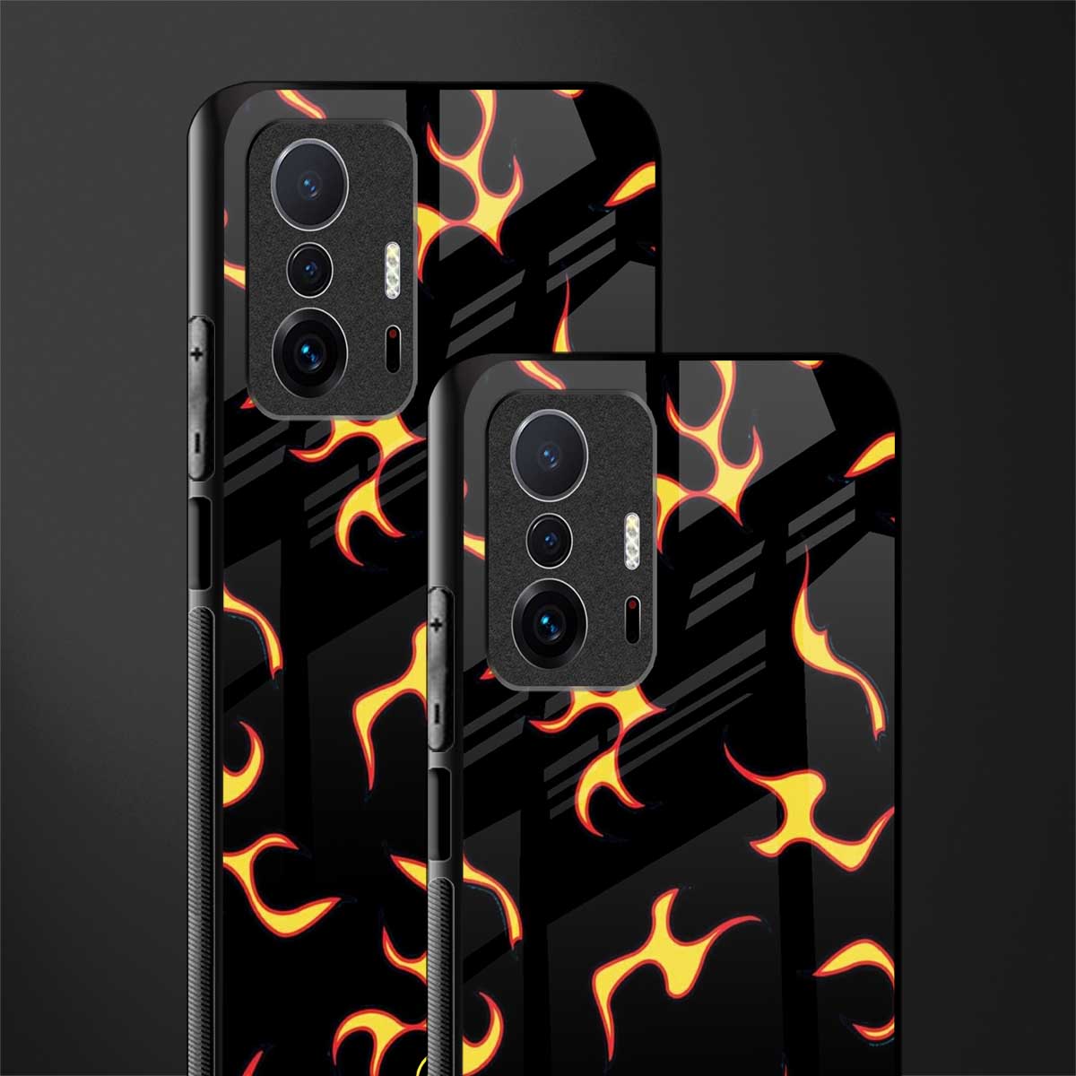 lil flames on black glass case for mi 11t pro 5g image-2