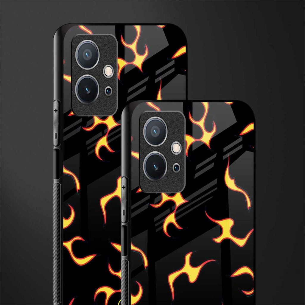 lil flames on black glass case for vivo t1 5g image-2