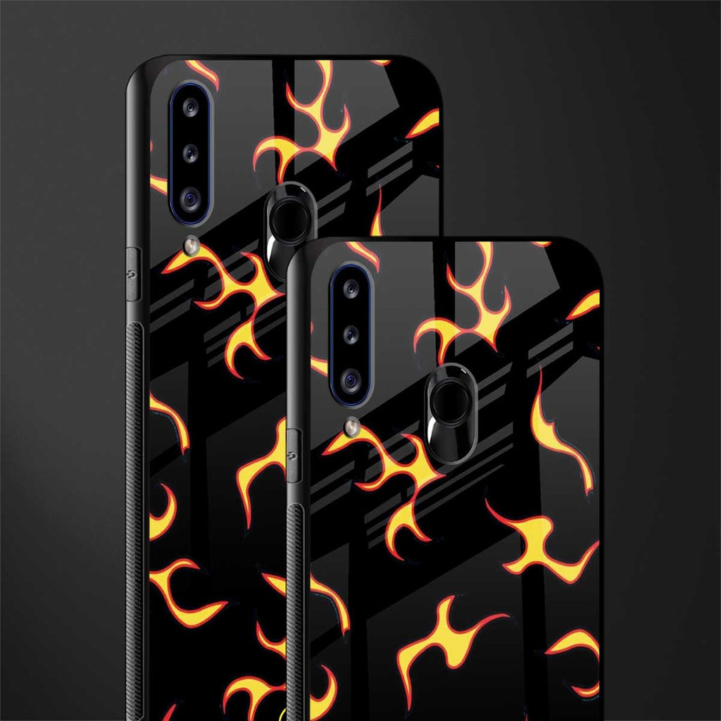 lil flames on black glass case for samsung galaxy a20s image-2