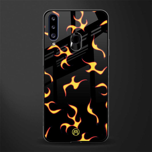 lil flames on black glass case for samsung galaxy a20s image