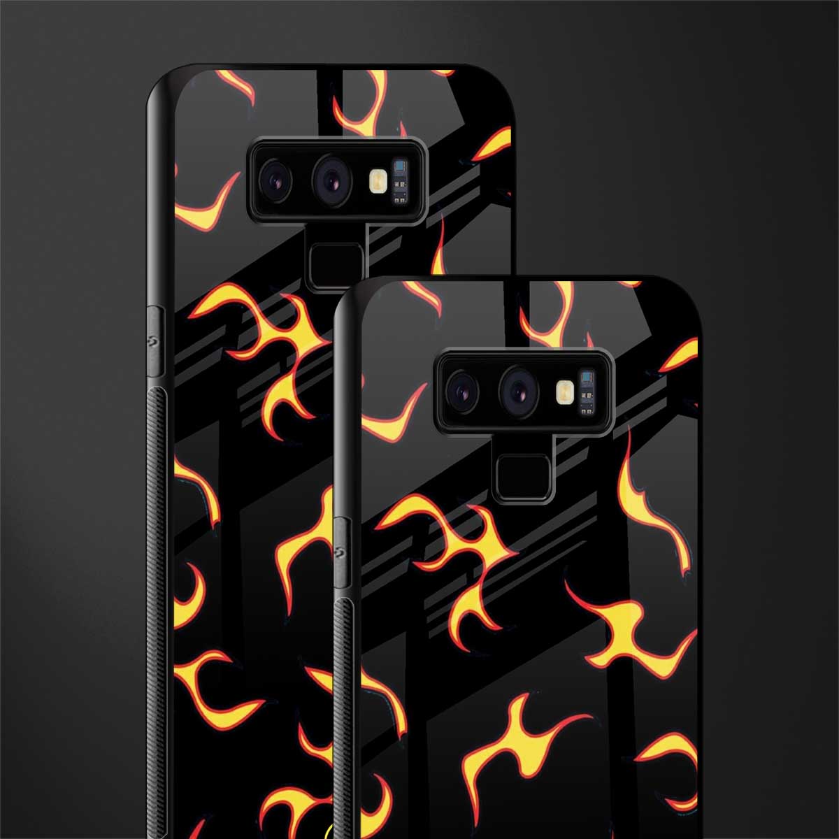 lil flames on black glass case for samsung galaxy note 9 image-2