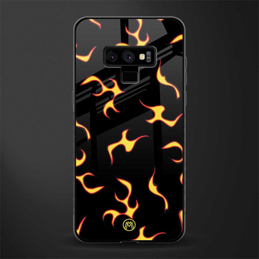 lil flames on black glass case for samsung galaxy note 9 image