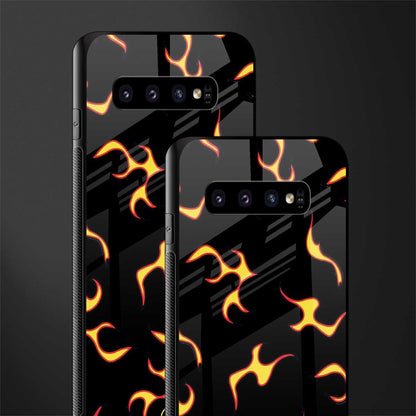 lil flames on black glass case for samsung galaxy s10 image-2