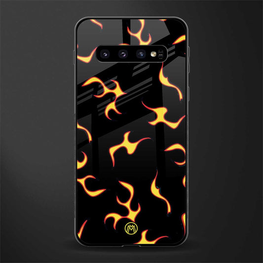 lil flames on black glass case for samsung galaxy s10 image
