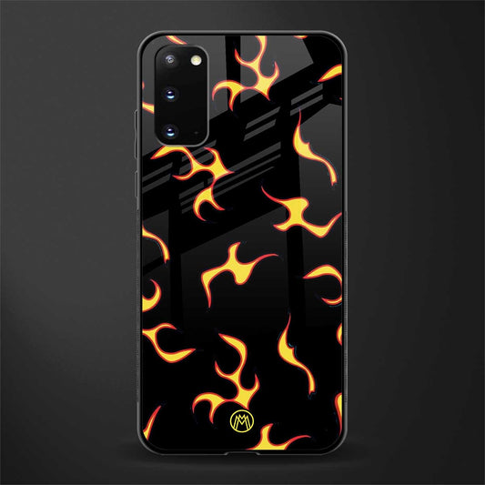 lil flames on black glass case for samsung galaxy s20 image