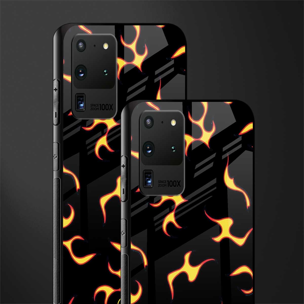 lil flames on black glass case for samsung galaxy s20 ultra image-2