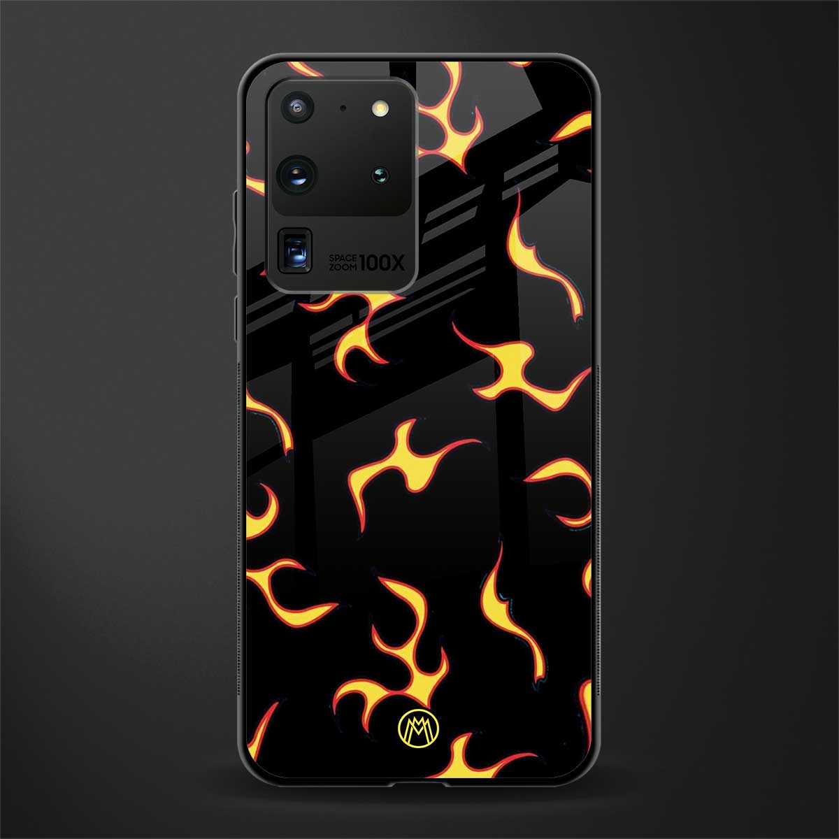lil flames on black glass case for samsung galaxy s20 ultra image