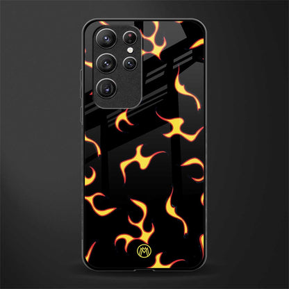 lil flames on black glass case for samsung galaxy s22 ultra 5g image