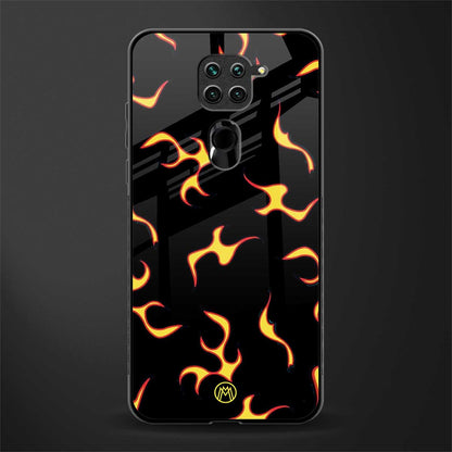 lil flames on black glass case for redmi note 9 image