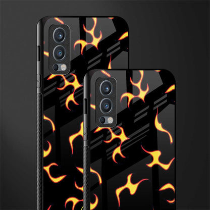lil flames on black glass case for oneplus nord 2 5g image-2