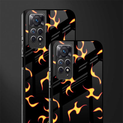 lil flames on black glass case for redmi note 11s image-2