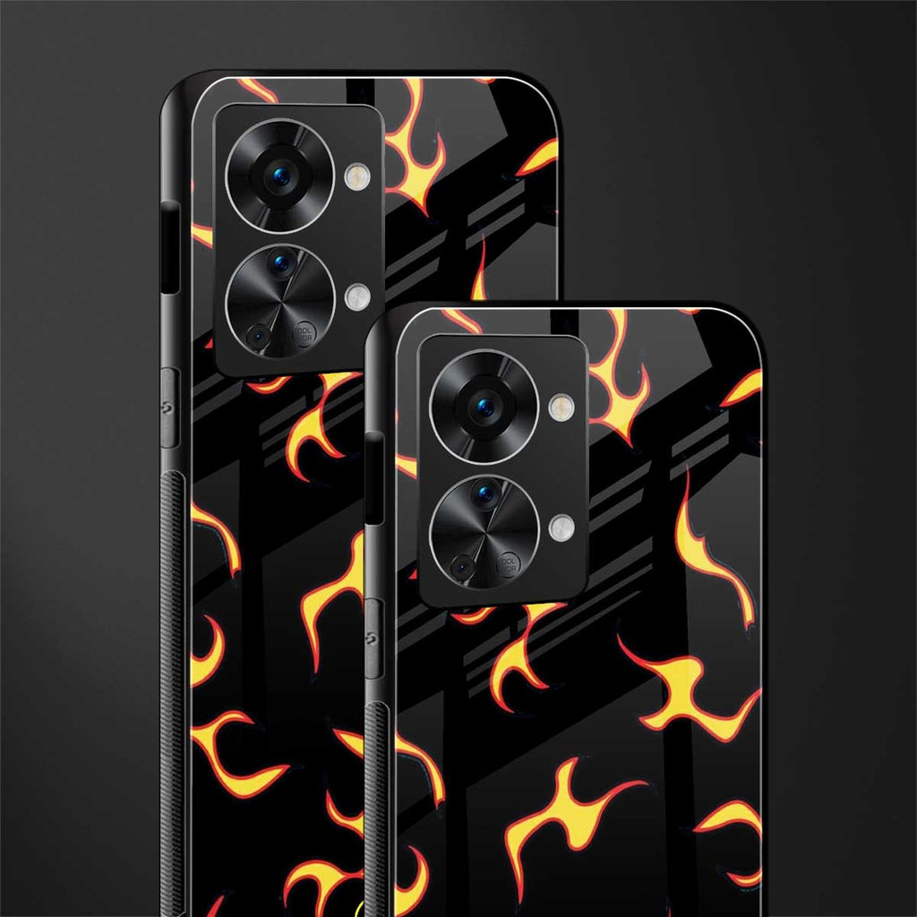 lil flames on black glass case for phone case | glass case for oneplus nord 2t 5g