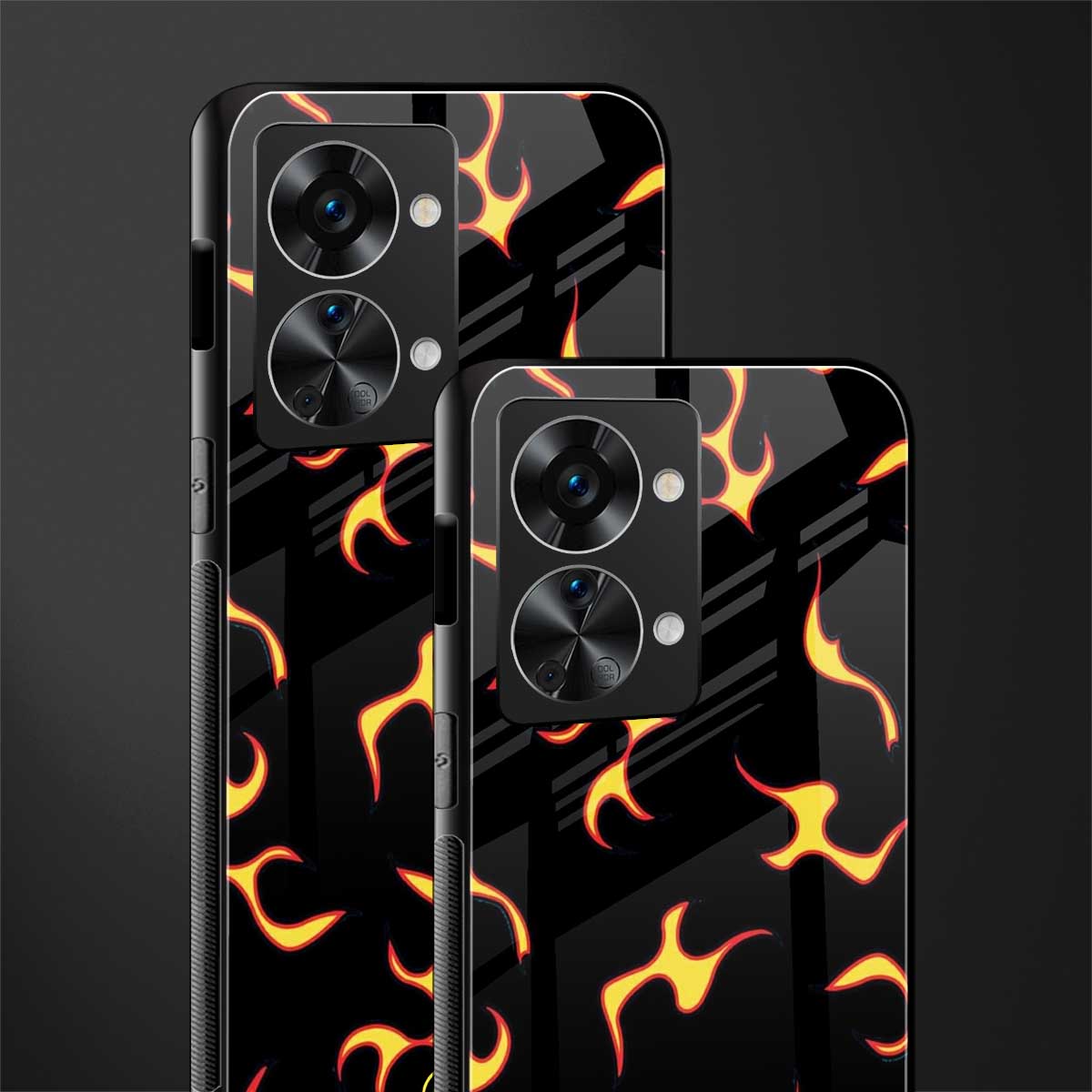 lil flames on black glass case for phone case | glass case for oneplus nord 2t 5g