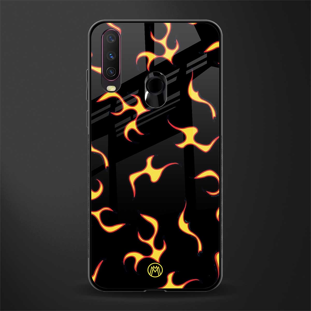 lil flames on black glass case for vivo y17 image