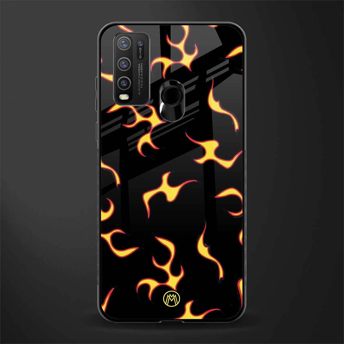 lil flames on black glass case for vivo y50 image