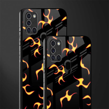 lil flames on black glass case for samsung galaxy a21s image-2