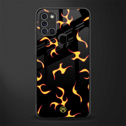 lil flames on black glass case for samsung galaxy a21s image