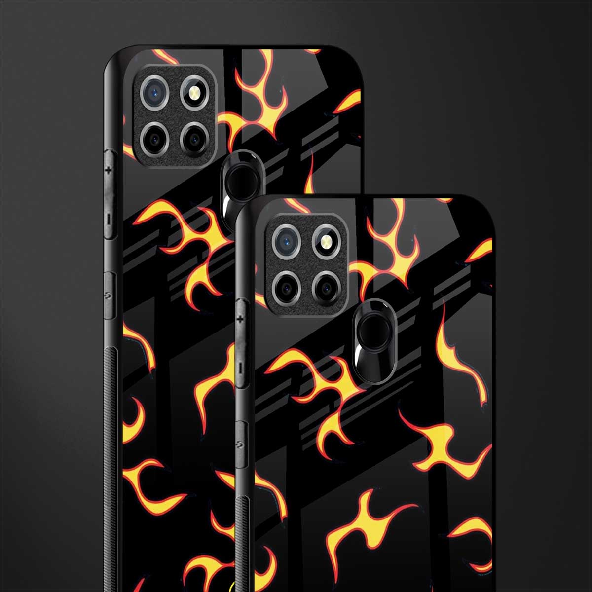 lil flames on black glass case for realme narzo 20 image-2