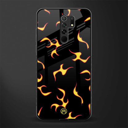 lil flames on black glass case for redmi 9 prime image
