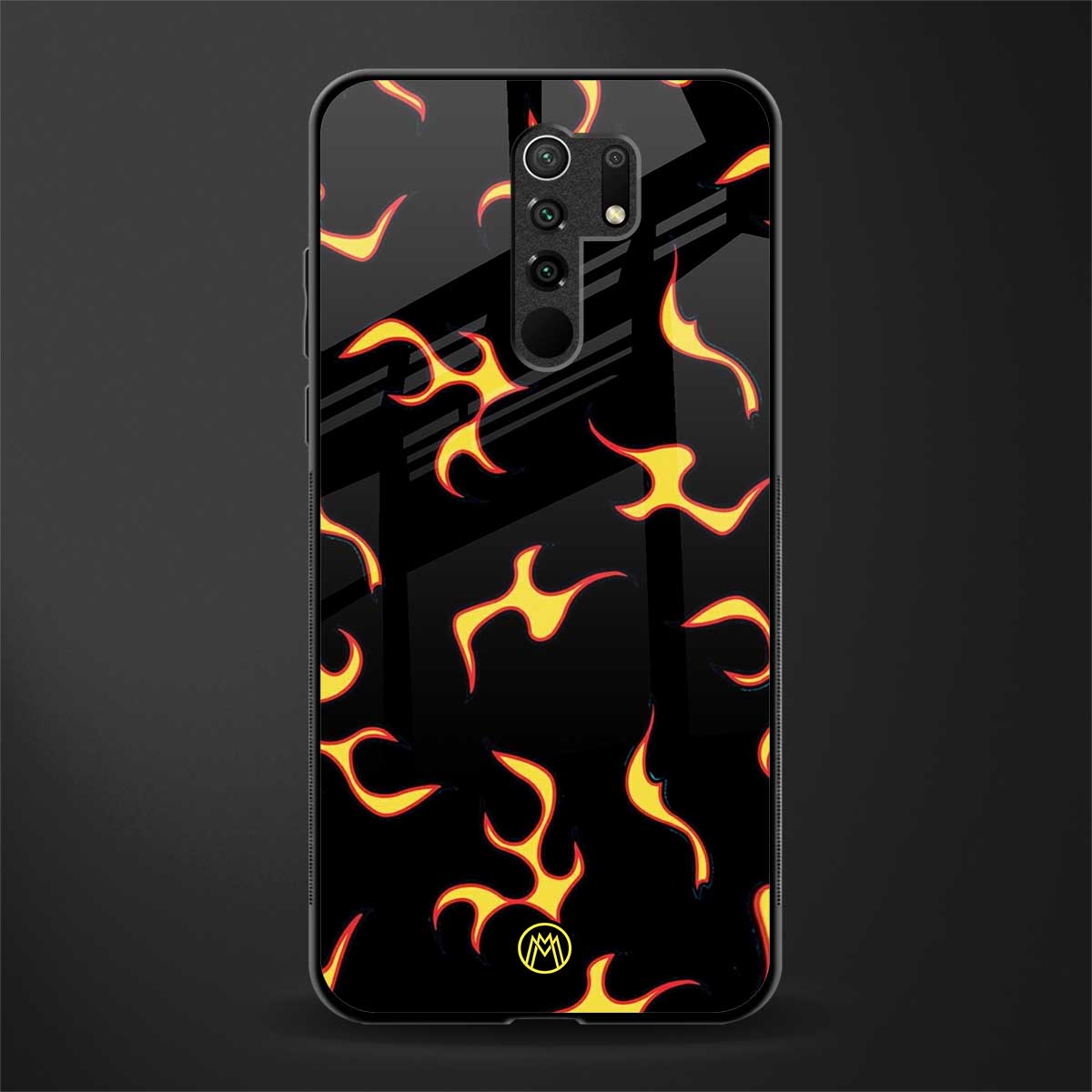 lil flames on black glass case for poco m2 image