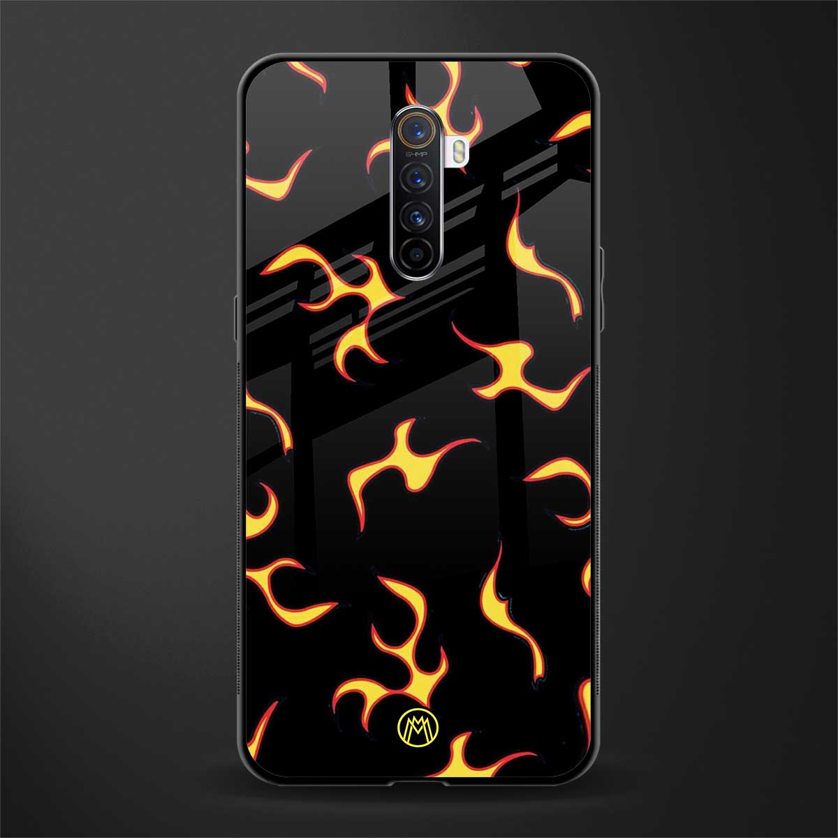 lil flames on black glass case for realme x2 pro image
