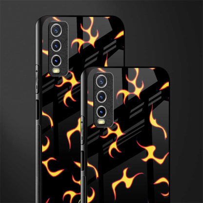 lil flames on black glass case for vivo y12g image-2