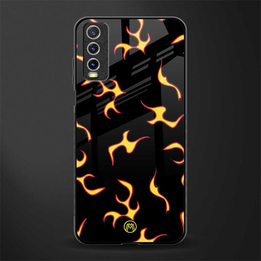 lil flames on black glass case for vivo y20 image