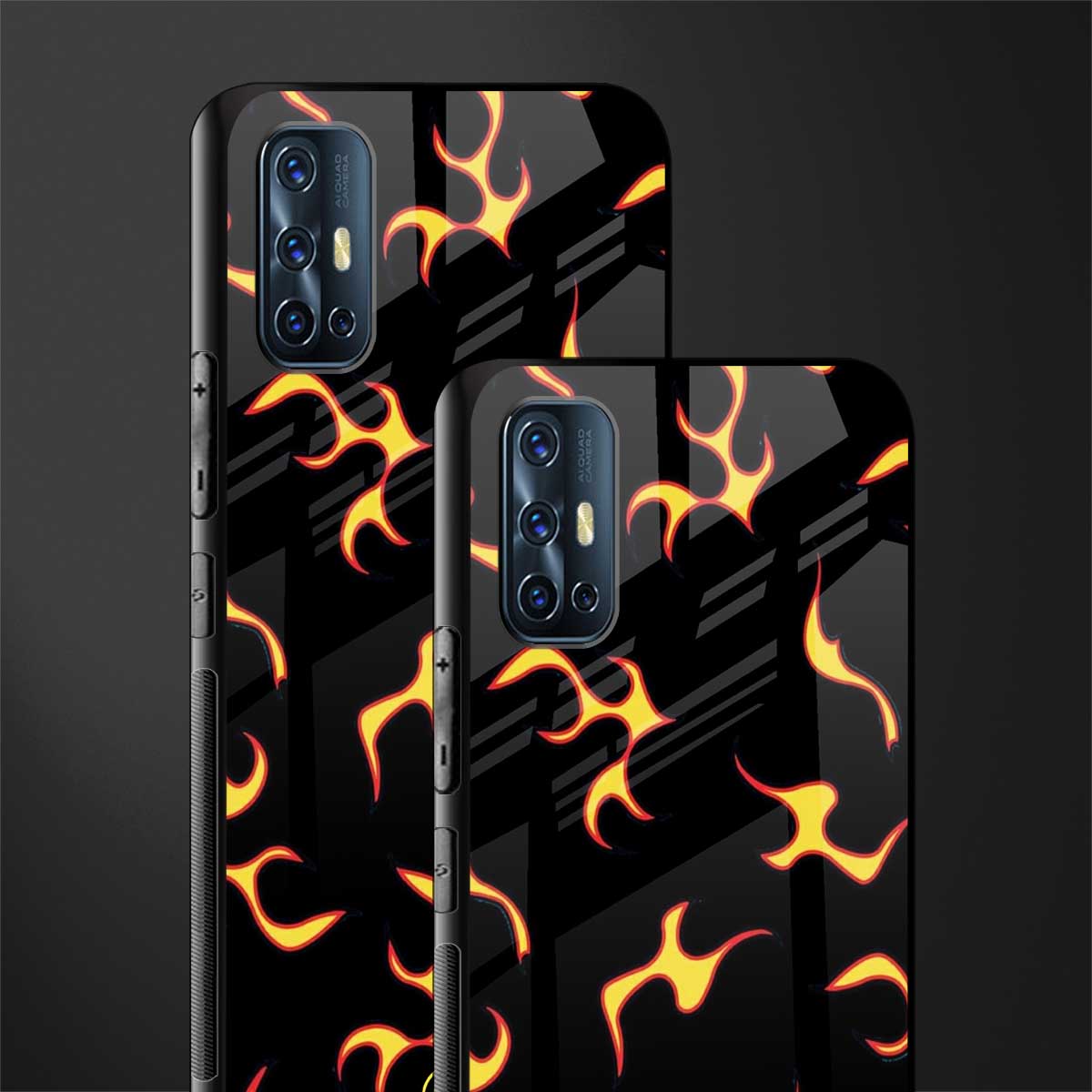 lil flames on black glass case for vivo v17 image-2