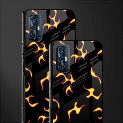 lil flames on black glass case for vivo v17 image-2