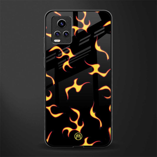 lil flames on black glass case for vivo v20 image