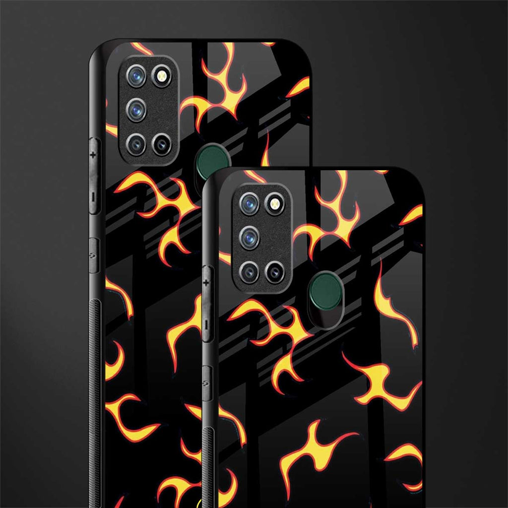 lil flames on black glass case for realme 7i image-2