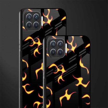 lil flames on black glass case for oppo f17 image-2