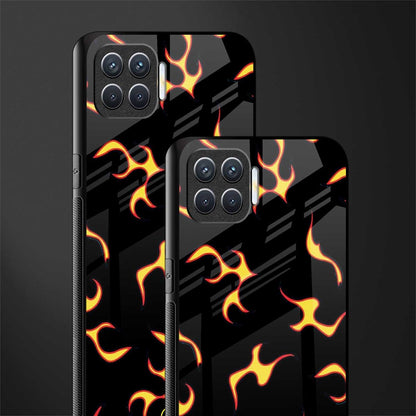 lil flames on black glass case for oppo f17 pro image-2