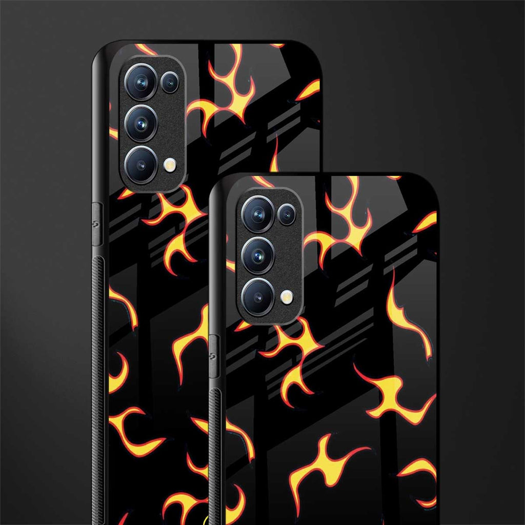lil flames on black glass case for oppo reno 5 pro image-2
