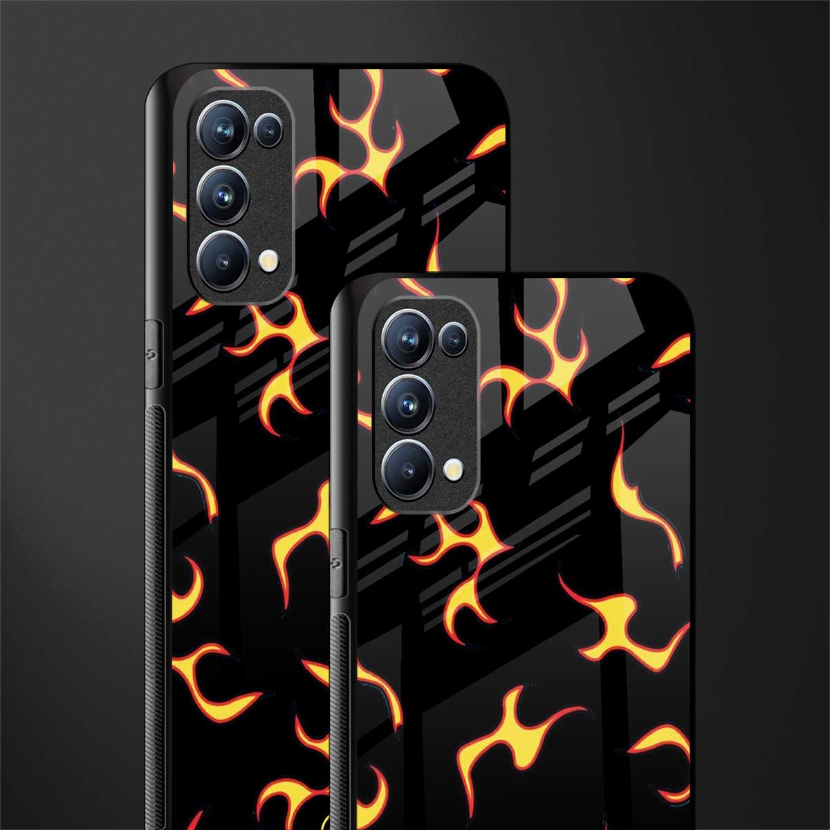 lil flames on black glass case for oppo reno 5 pro image-2