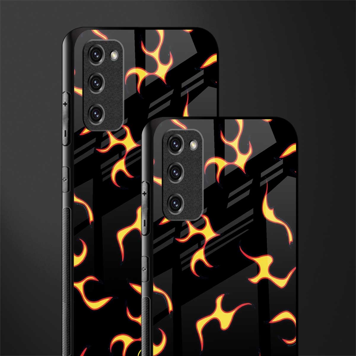 lil flames on black glass case for samsung galaxy s20 fe image-2