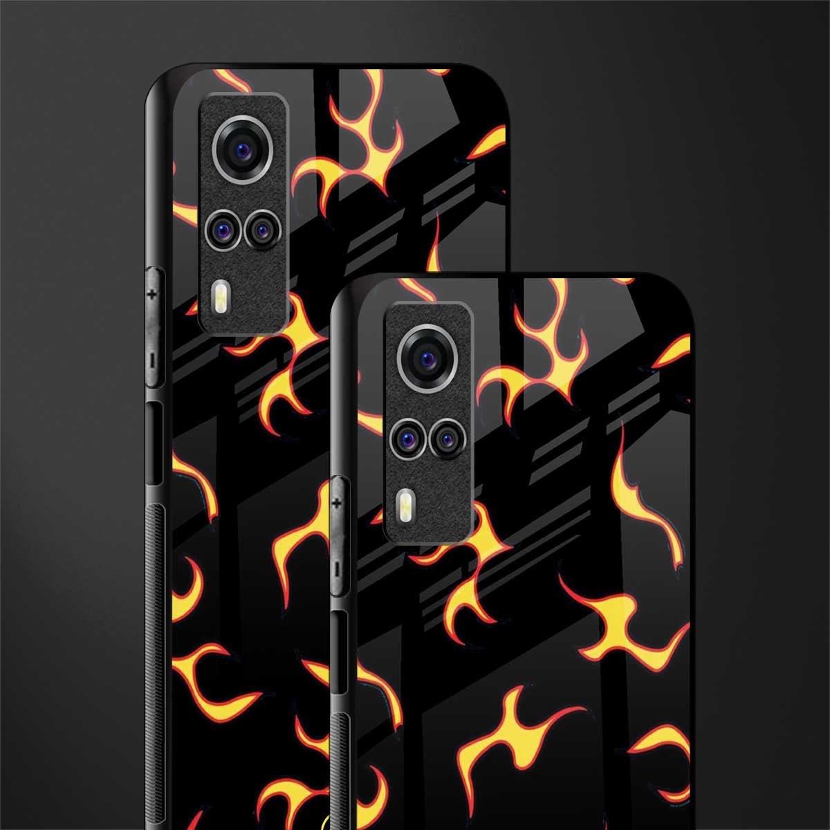 lil flames on black glass case for vivo y51a image-2