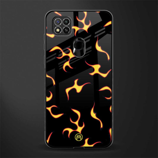 lil flames on black glass case for redmi 9 image