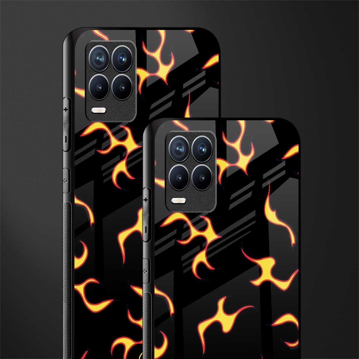 lil flames on black glass case for realme 8 pro image-2
