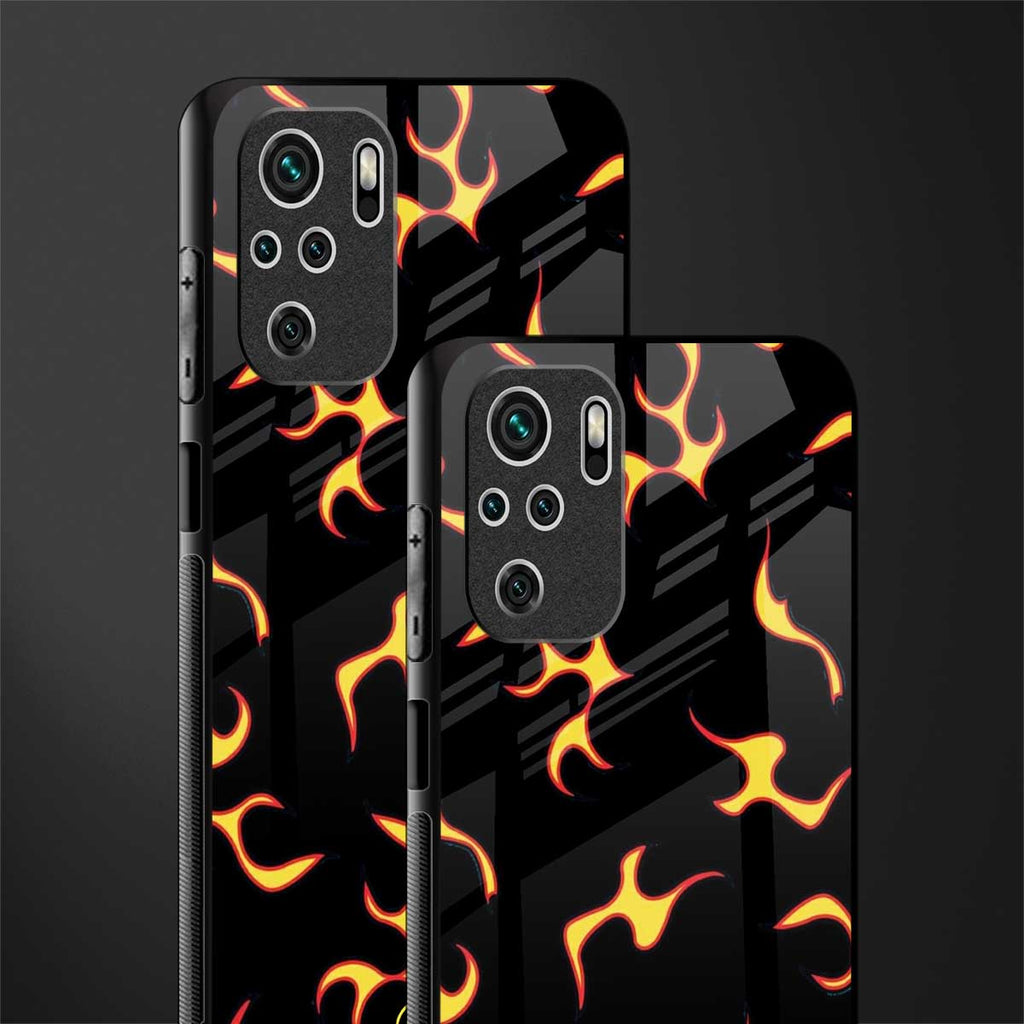 lil flames on black glass case for redmi note 10s image-2