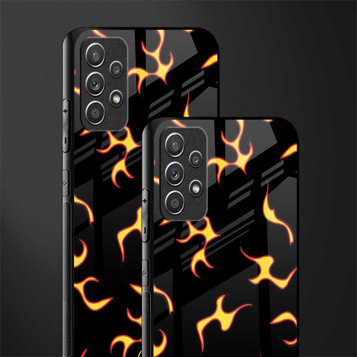 lil flames on black glass case for samsung galaxy a52 image-2